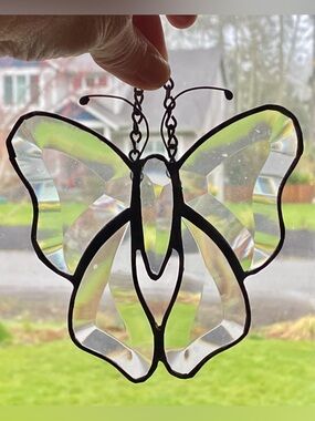 Butterfly Suncatcher Handmade Beveled Clear Glass 5.5”